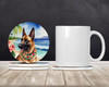 Belgian Malinois Luau Large Sandstone Absorbent Round Coasters Pack of 4 product image at NuMercy 2