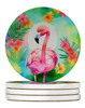 Hippie Animal Flamingo Large Sandstone Absorbent Round Coasters Pack of 4 product image at NuMercy