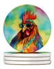 Hippie Animal Rooster Large Sandstone Absorbent Round Coasters Pack of 4 DAC4039 product image at NuMercy