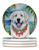 Great Pyrenees Luau Large Sandstone Absorbent Round Coasters Pack of 4 product image at NuMercy