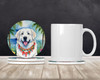 Great Pyrenees Luau Large Sandstone Absorbent Round Coasters Pack of 4 product image at NuMercy 2