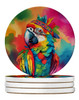 Hippie Animal Parrot Large Sandstone Absorbent Round Coasters Pack of 4 DAC4019 product image at NuMercy
