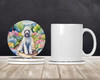 White Poodle Spring Path Large Sandstone Absorbent Round Coasters Pack of 4 DAC6696 product image at NuMercy 2