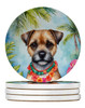 Border Terrier Luau Large Sandstone Absorbent Round Coasters Pack of 4 product image at NuMercy