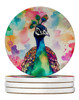 Hippie Animal Peacock Large Sandstone Absorbent Round Coasters Pack of 4 DAC4021 product image at NuMercy