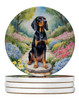Black and Tan Coonhound Spring Path Large Sandstone Absorbent Round Coasters Pack of 4 product image at NuMercy