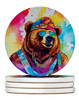 Hippie Animal Grizzly Bear Large Sandstone Absorbent Round Coasters Pack of 4 DAC3991 product image at NuMercy