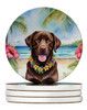 Chocolate Labrador Retriever Luau Large Sandstone Absorbent Round Coasters Pack of 4 product image at NuMercy
