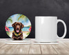 Chocolate Labrador Retriever Luau Large Sandstone Absorbent Round Coasters Pack of 4 product image at NuMercy 2