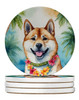 Akita Luau Large Sandstone Absorbent Round Coasters Pack of 4 product image at NuMercy