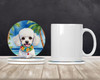 White Poodle Luau Large Sandstone Absorbent Round Coasters Pack of 4 DAC6496 product image at NuMercy 2