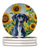 Great Dane in Sunflowers Large Sandstone Absorbent Round Coasters Pack of 4 DAC6091 product image at NuMercy