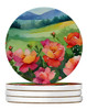 Iowa Wild Prairie Roses in Watercolor Large Sandstone Absorbent Round Coasters Pack of 4 DAC1652 product image at NuMercy