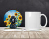 Black Poodle in Sunflowers Large Sandstone Absorbent Round Coasters Pack of 4 DAC6138 product image at NuMercy 2