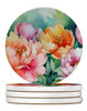 Indiana Peonies in Watercolor Large Sandstone Absorbent Round Coasters Pack of 4 DAC1650 product image at 