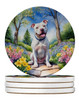Pit Bull Terrier Spring Path Large Sandstone Absorbent Round Coasters Pack of 4 DAC6687 product image at 