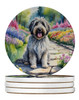 Bergamasco Sheepdog Spring Path Large Sandstone Absorbent Round Coasters Pack of 4 product image at NuMercy