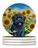 Puli in Sunflowers Large Sandstone Absorbent Round Coasters Pack of 4 product image at NuMercy