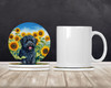 Puli in Sunflowers Large Sandstone Absorbent Round Coasters Pack of 4 product image at NuMercy 2