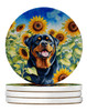 Rottweiler in Sunflowers Large Sandstone Absorbent Round Coasters Pack of 4 product image at NuMercy