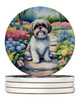 Shih Tzu Spring Path Large Sandstone Absorbent Round Coasters Pack of 4 DAC6717 product image at NuMercy