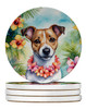 Jack Russell Terrier Luau Large Sandstone Absorbent Round Coasters Pack of 4 product image at NuMercy