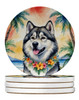 Alaskan Malamute Luau Large Sandstone Absorbent Round Coasters Pack of 4 product image at NuMercy