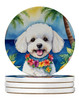 Bichon Frise Luau Large Sandstone Absorbent Round Coasters Pack of 4 DAC6372 product image at NuMercy
