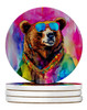 Hippie Animal Grizzly Bear Large Sandstone Absorbent Round Coasters Pack of 4 DAC3990 product image at NuMercy