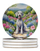 Bedlington Terrier Spring Garden Large Sandstone Absorbent Round Coasters Pack of 4 product image at NuMercy