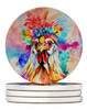 Hippie Animal Polish Poland Rooster Large Sandstone Absorbent Round Coasters Pack of 4 product image at NuMercy