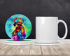 Hippie Animal Rooster Large Sandstone Absorbent Round Coasters Pack of 4 DAC4040 product image at NuMercy 2