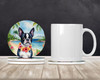 Boston Terrier Luau Large Sandstone Absorbent Round Coasters Pack of 4 DAC6381 product image at NuMercy 2