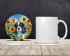 Cavalier Spaniel in Sunflowers Large Sandstone Absorbent Round Coasters Pack of 4 DAC6049 product image at NuMercy 2