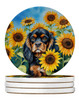 Cavalier Spaniel in Sunflowers Large Sandstone Absorbent Round Coasters Pack of 4 DAC6048 product image at NuMercy