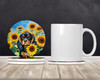 Cavalier Spaniel in Sunflowers Large Sandstone Absorbent Round Coasters Pack of 4 DAC6048 product image at NuMercy 2