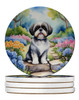 Shih Tzu Spring Path Large Sandstone Absorbent Round Coasters Pack of 4 DAC6716 product image at NuMercy