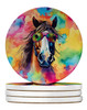 Hippie Animal Horse Large Sandstone Absorbent Round Coasters Pack of 4 DAC3998 product image at NuMercy