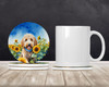 Goldendoodle in Sunflowers Large Sandstone Absorbent Round Coasters Pack of 4 product image at NuMercy 2