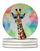 Hippie Animal Giraffe Large Sandstone Absorbent Round Coasters Pack of 4 DAC3985 product image at NuMercy