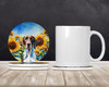 Pointer in Sunflowers Large Sandstone Absorbent Round Coasters Pack of 4 product image at NuMercy 2