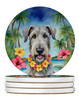 Irish Wolfhound Luau Large Sandstone Absorbent Round Coasters Pack of 4 product image at NuMercy