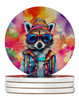 Hippie Animal Raccoon Large Sandstone Absorbent Round Coasters Pack of 4 DAC4034 product image at NuMercy