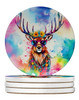 Hippie Animal Stag Deer Large Sandstone Absorbent Round Coasters Pack of 4 DAC4046 product image at NuMercy