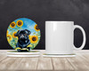 Pug in Sunflowers Large Sandstone Absorbent Round Coasters Pack of 4 DAC6144 product image at NuMercy 2