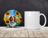 Welsh Springer Spaniel in Sunflowers Large Sandstone Absorbent Round Coasters Pack of 4 product image at NuMercy 2