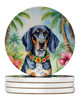 Bluetick Coonhound Luau Large Sandstone Absorbent Round Coasters Pack of 4 product image at NuMercy