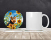 Welsh Terrier in Sunflowers Large Sandstone Absorbent Round Coasters Pack of 4 product image at NuMercy 2