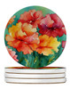 Ohio Scarlet Carnations in Watercolor Large Sandstone Absorbent Round Coasters Pack of 4 DAC1697 product image at NuMercy