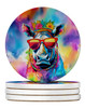 Hippie Animal Rhinoceros Large Sandstone Absorbent Round Coasters Pack of 4 DAC4038 product image at NuMercy